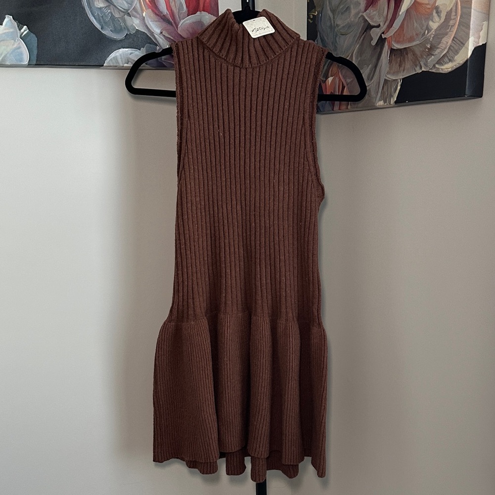 Free People Millie Brown Sleeveless Ribbed Dress